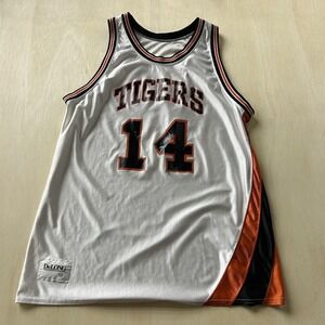 Tigers Jersey Mens 50 White Basketball DeLONG 14 Team Uniform Orange Black